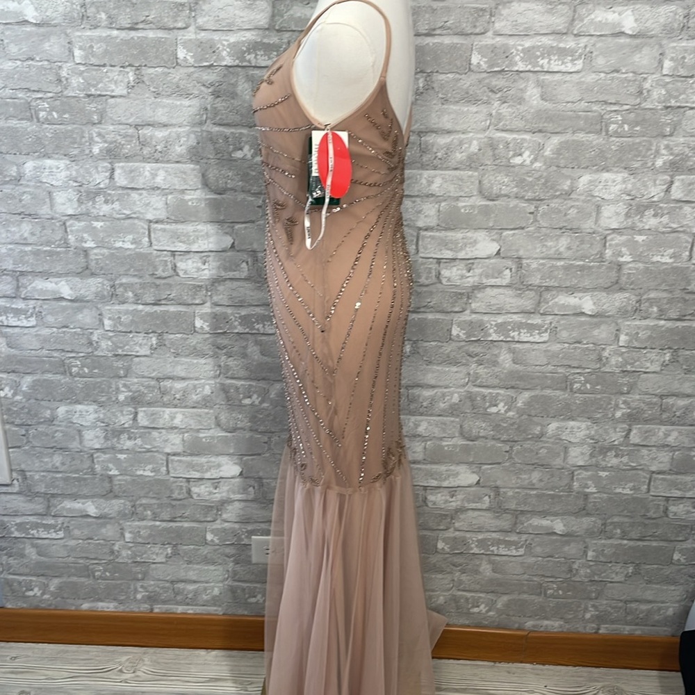 Xscape Blush Beaded Mesh Maxi Dress - Picture 4 of 13